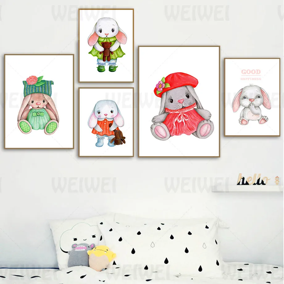 Kids Room Cute Animal Home Decoration Painting Rabbit Plush Doll Living Room Wall Canvas Art Poster Children Bedroom Warm Prints 
Kids Room Cute Animal Home Decoration Painting Rabbit Plush Doll Living Room Wall Canvas Art Poster Children Bedroom Warm Prints