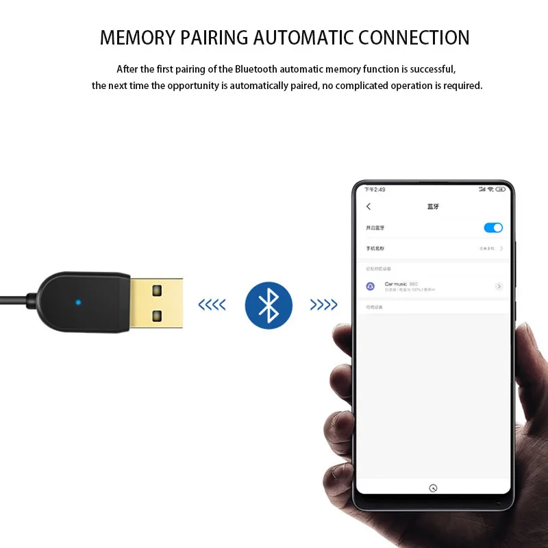 Portable Handsfree USB Aux Bluetooth Adapter Dongle Cable For Car 3.5mm Jack 5.0 Receiver Audio Transmitter | Электроника