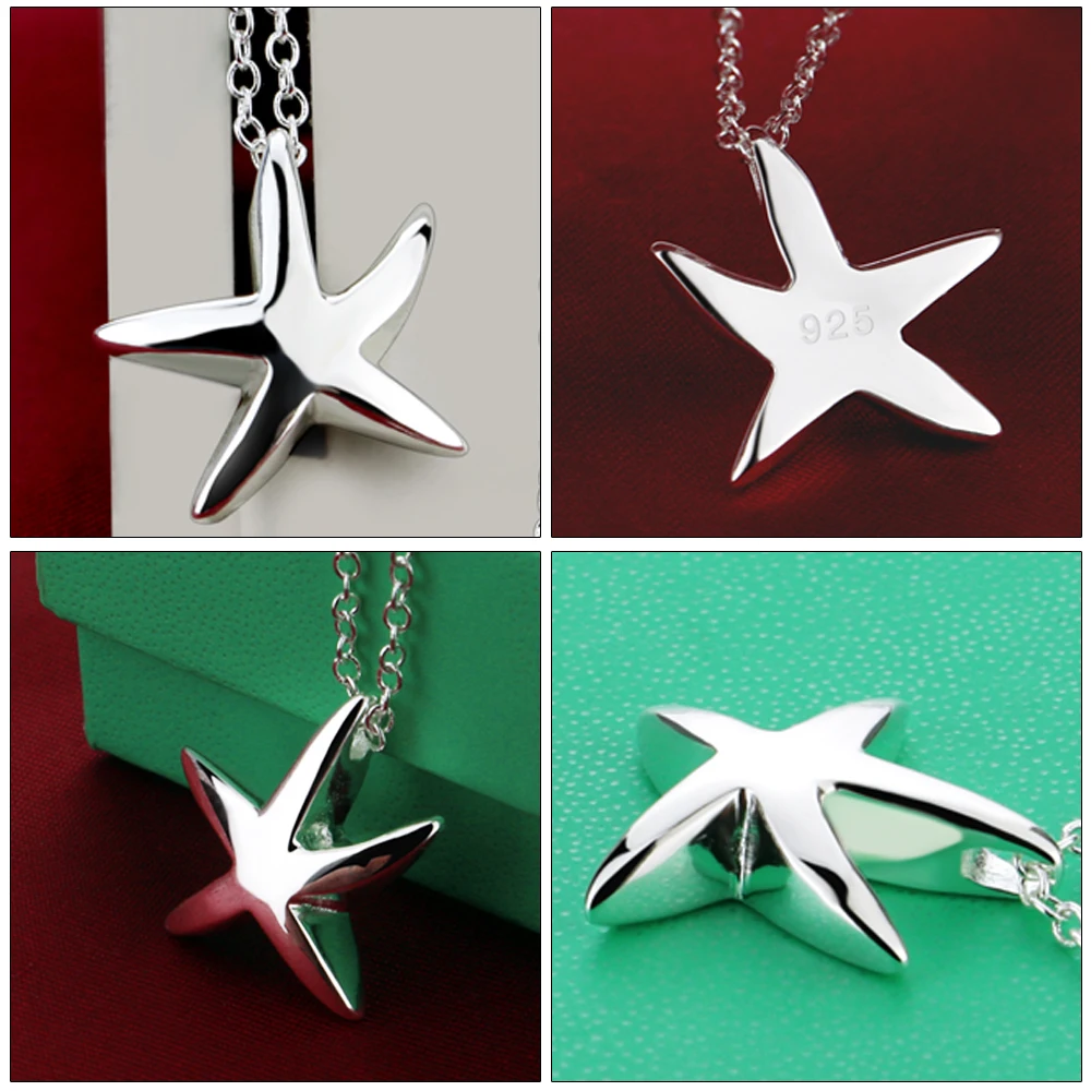 Women's 925 Sterling Silver Starfish Pendant Necklace Solid Silver Clavicle Chain 46cm Size Female Charm Jewelry
Women's 925 Sterling Silver Starfish Pendant Necklace Solid Silver Clavicle Chain 46cm Size Female Charm Jewelry