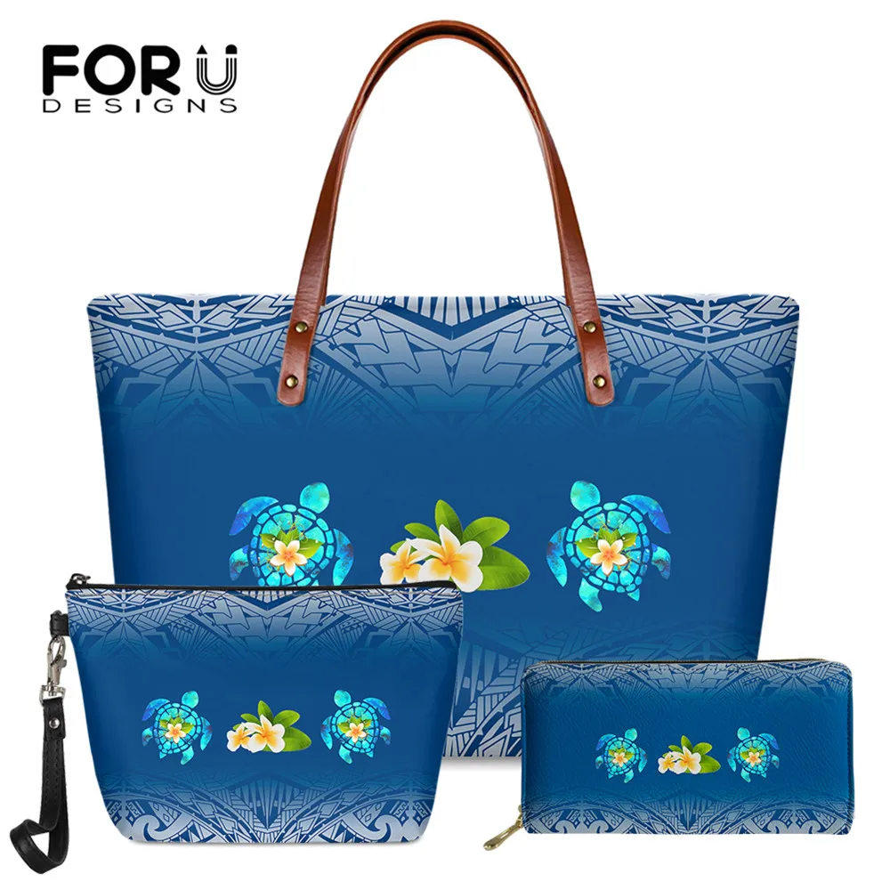 FORUDESIGNS Blue Tribe Turtle Plumeria Print Women Big Soft Handbags And Long Purse 3set Ladies Casual Shoulder Bag Girls Totes
FORUDESIGNS Blue Tribe Turtle Plumeria Print Women Big Soft Handbags And Long Purse 3set Ladies Casual Shoulder Bag Girls Totes