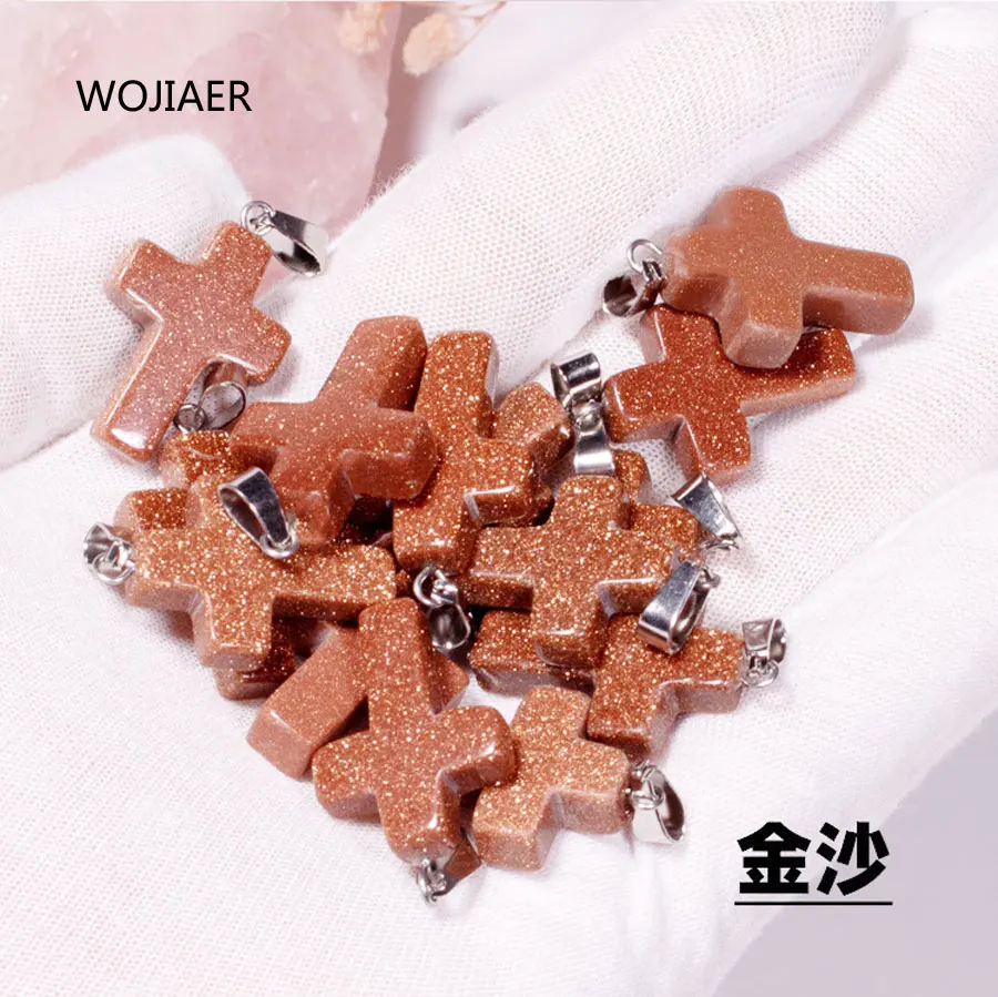 WOJIAER Stylish Natural Golden Sand Gem Stone Cross Pendant Pendulum Stone 25x18x6mm Energy Handmade Jewelry 1PCS ZM0490
WOJIAER Stylish Natural Golden Sand Gem Stone Cross Pendant Pendulum Stone 25x18x6mm Energy Handmade Jewelry 1PCS ZM0490