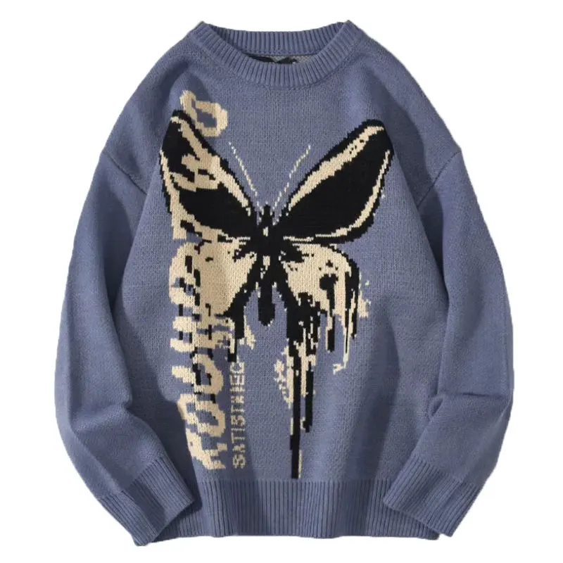 

Трикотаж в стиле хип-хоп, мужские и женские свитера 2020, модный мужской свитер в стиле Харадзюку С Рисунком бабочки, уличная одежда, пуловер, с...