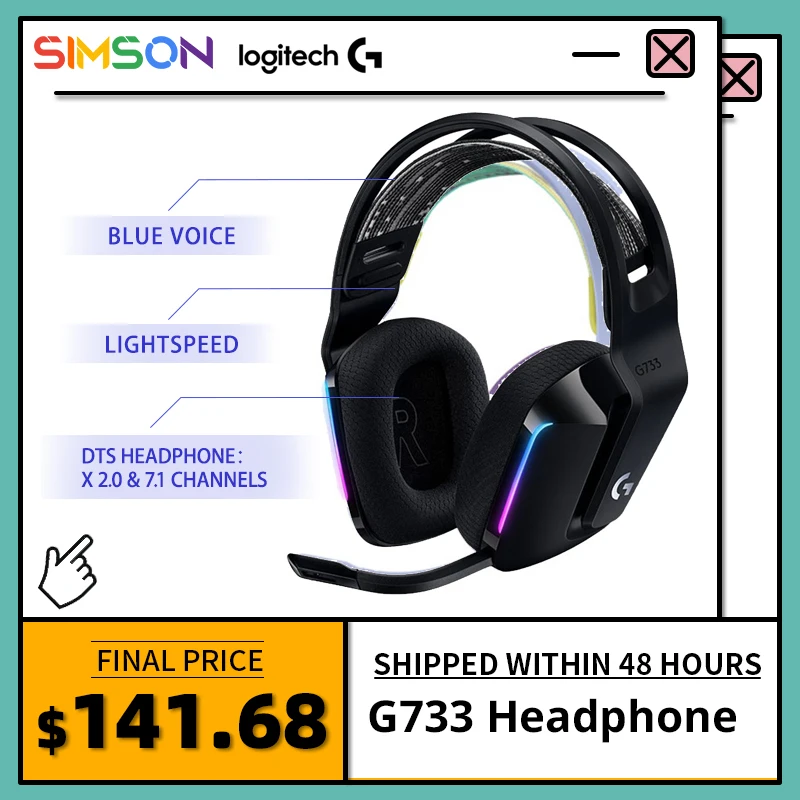 Logitech G733/G502 KDA Wireless Headphone With Microphone For PC LIGHTSPEED RGB Gaming Headset X 2.0 Limited Edition Earphone |