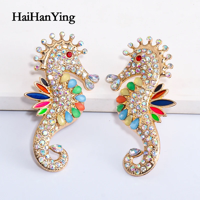 New Animal Seahorse Rhinestone Gold Earrings for Women Cute Fashion Rainbow Girl Party Earrings Best Gift Initial Earrings
New Animal Seahorse Rhinestone Gold Earrings for Women Cute Fashion Rainbow Girl Party Earrings Best Gift Initial Earrings