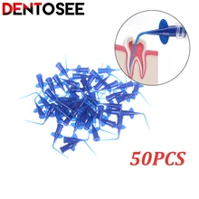50Pcs Teeth Whitening Dental Irrigation Tips Blue Dental Disposable Syringe Tip Dental Irrigation Tips For Dentist