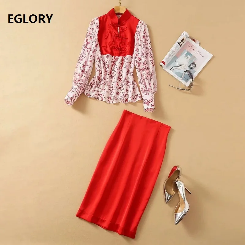 New 2021 Spring Fashion 2 Piece Sets High Quality Designer Suit Women Exquisite Print Long Sleeve Shirts+Midi Pencil Skirt Sets
New 2021 Spring Fashion 2 Piece Sets High Quality Designer Suit Women Exquisite Print Long Sleeve Shirts+Midi Pencil Skirt Sets