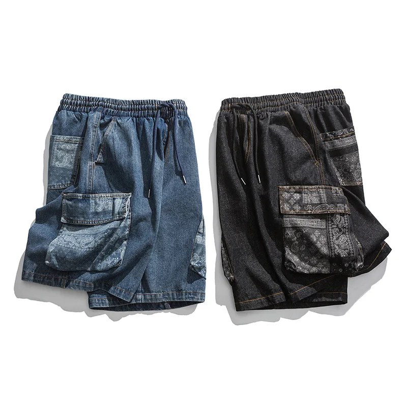 Ancient The Summer New Cashew Flower Stitching Pocket Bull-puncher Knickers Loose Pants In The Leisure Trend Straight Men 
Ancient The Summer New Cashew Flower Stitching Pocket Bull-puncher Knickers Loose Pants In The Leisure Trend Straight Men