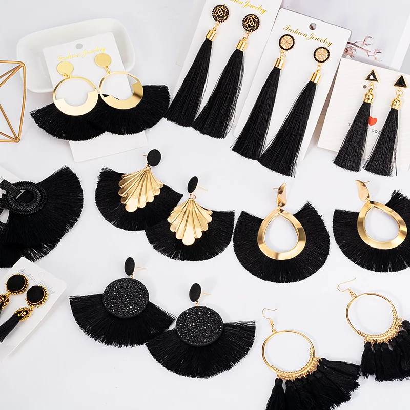 LOVR New Bohemian Big Tassel Drop Earrings for Women 2020 Fashion Statement Wedding Black Fringe Female Earrings Party Jewelry
LOVR New Bohemian Big Tassel Drop Earrings for Women 2020 Fashion Statement Wedding Black Fringe Female Earrings Party Jewelry