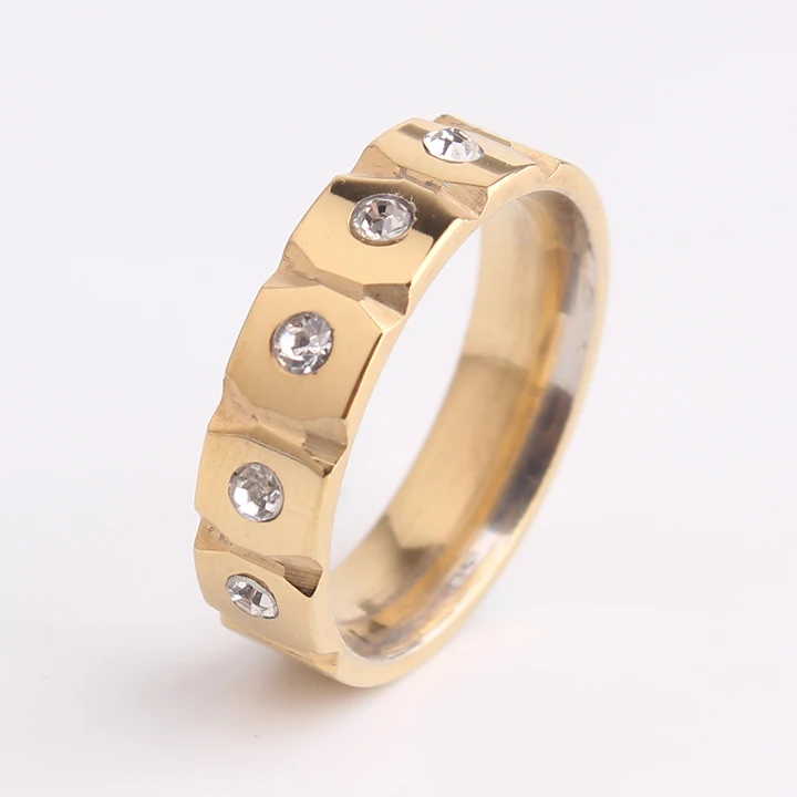 wedding rings 6MM gold color cut side five rhinestone 316L Stainless Steel finger rings for men women wholesale
wedding rings 6MM gold color cut side five rhinestone 316L Stainless Steel finger rings for men women wholesale