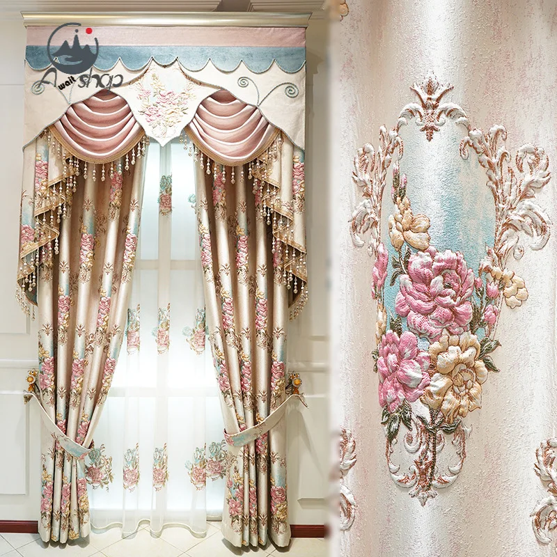Classical light luxury European jacquard high-precision high-end embossed blackout Curtains for Living dining room bedroom 
Classical light luxury European jacquard high-precision high-end embossed blackout Curtains for Living dining room bedroom