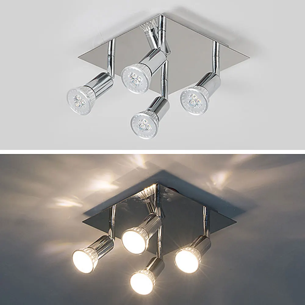 4 Ways 12W LED Track Light Ceiling Rail Track Light Rotatable Swiveling Lamp Spot Rail Spotlights new