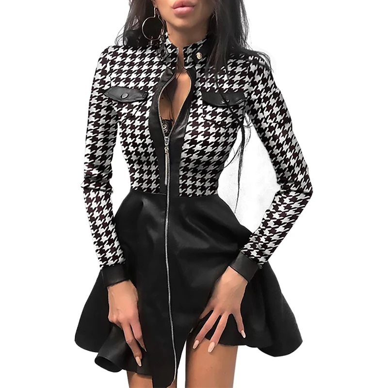 Zipper Contrast Color Stand Collar Pocket Patchwork Long Sleeve Dress Women Elegant Slim High Waist Plus Size Ladies Dresses
Zipper Contrast Color Stand Collar Pocket Patchwork Long Sleeve Dress Women Elegant Slim High Waist Plus Size Ladies Dresses