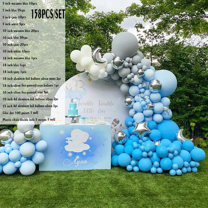 158pcs Blue Balloon Boy Birthday Baby One Year Old Hundred Days Party Supplies Kindergarten School Graduation Decoration Props
158pcs Blue Balloon Boy Birthday Baby One Year Old Hundred Days Party Supplies Kindergarten School Graduation Decoration Props