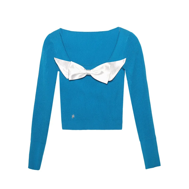 Bow Short T-shirt 2021 New Large U-neck Women Long Sleeve Top Sweater Ropa De Invierno Mujer Sweater Women 
Bow Short T-shirt 2021 New Large U-neck Women Long Sleeve Top Sweater Ropa De Invierno Mujer Sweater Women
