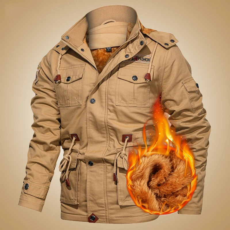 Men's Autumn Winter Military Bomber Leather Jackets Thick Warm Tactical Pilot Multi-Pocket Militory Jacket Casual Cargo Coats
Men's Autumn Winter Military Bomber Leather Jackets Thick Warm Tactical Pilot Multi-Pocket Militory Jacket Casual Cargo Coats