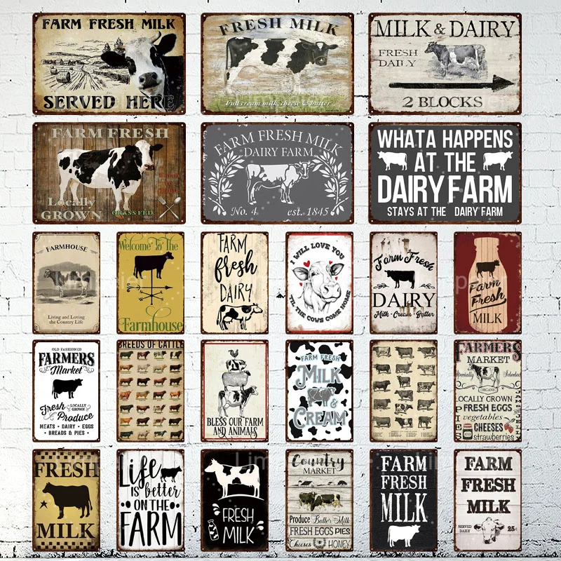 Retro Farm Metal Painting Cow Hotel Bar Life Fresh Milk Dairy Served Club Party Layout Decoration Tin Painting Poster Sign 
Retro Farm Metal Painting Cow Hotel Bar Life Fresh Milk Dairy Served Club Party Layout Decoration Tin Painting Poster Sign