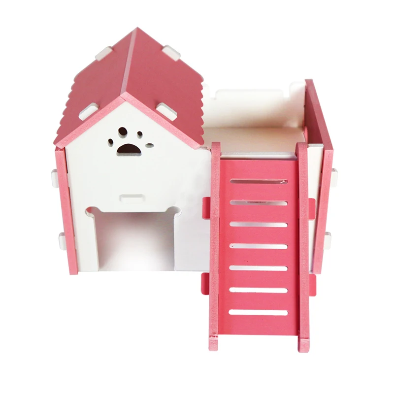 

Funny Hamster Sleeping House with Viewing Deck Climbing Ladder Rat Mouse Hut Chinchilla Hideout Guinea Pig House Nest Cage