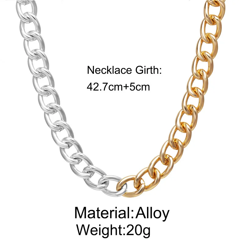 Necklace Thick Chain Jewelry Gift Choker Gold and Silver Stitching Clavicle Chain Asymmetric Personality Necklace Creativity
Necklace Thick Chain Jewelry Gift Choker Gold and Silver Stitching Clavicle Chain Asymmetric Personality Necklace Creativity