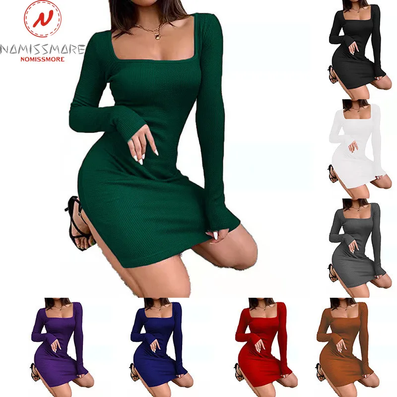 Fashion Women Solid Color Pencil Dress for Streetwear Patchwork Design Square Collar Long Sleeve Mid Waist Slim Hips Mini Dress
Fashion Women Solid Color Pencil Dress for Streetwear Patchwork Design Square Collar Long Sleeve Mid Waist Slim Hips Mini Dress