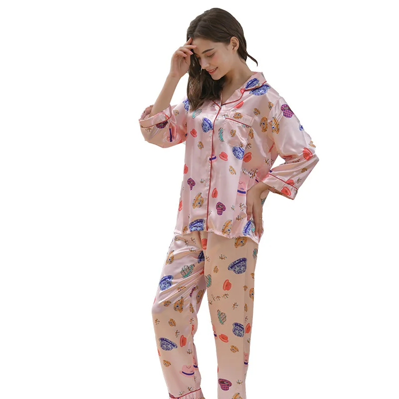 2Pc Homewear Pijamas Feminino Satin Silk Winter Pajamas Night Wear Pijama Mujer Invierno Pajamas For Women 
2Pc Homewear Pijamas Feminino Satin Silk Winter Pajamas Night Wear Pijama Mujer Invierno Pajamas For Women