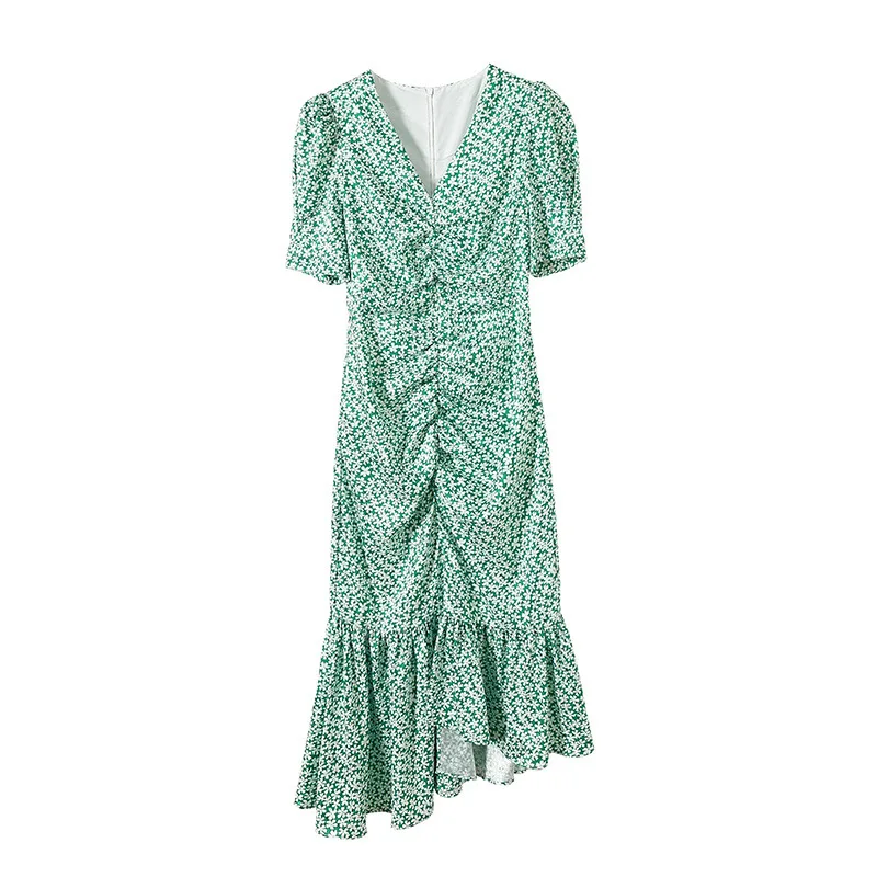 2104202 neon fashion women's new summer dress green clover print slim irregular fishtail skirt
2104202 neon fashion women's new summer dress green clover print slim irregular fishtail skirt