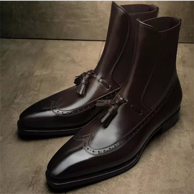 New Martin Boots High-top Leather Shoes Pointed Toe Leather Boots British Short Boots Men's Mid-cut Chelsea Men's Boots ZQ0225
New Martin Boots High-top Leather Shoes Pointed Toe Leather Boots British Short Boots Men's Mid-cut Chelsea Men's Boots ZQ0225