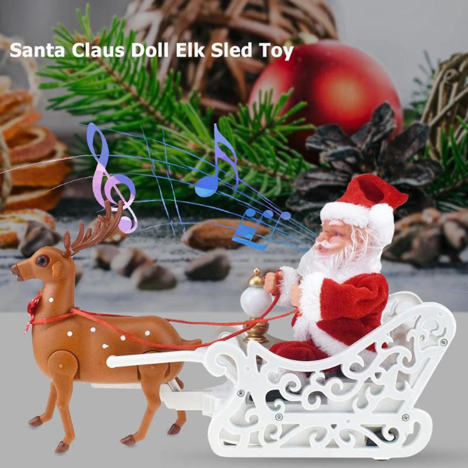 Santa Claus Riding Sleigh W / Music Doll Battery Operated Electric 
Santa Claus Riding Sleigh W / Music Doll Battery Operated Electric