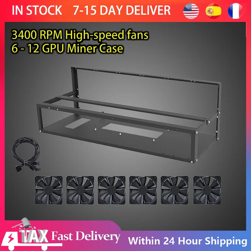 6 - 12 GPU Open Miner Rig Frame чехол для материнской платы кронштейн Биткоин видеокарты