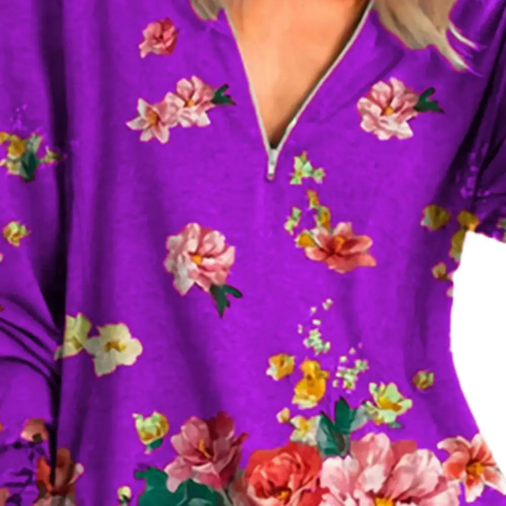 Blouse Floral Print Long Sleeve Top Women Zipper V Neck T-shirt Pullover for Spring/Summer
Blouse Floral Print Long Sleeve Top Women Zipper V Neck T-shirt Pullover for Spring/Summer