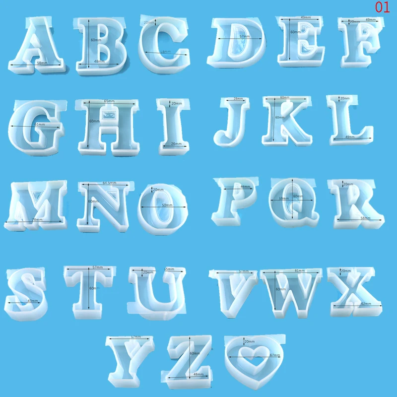 TC159 27pcs Alphabet Epoxy Resin Silicon Mold Heart Keychain Large Letter Casting Molds DIY Pendant Accessories Jewelry Tools
TC159 27pcs Alphabet Epoxy Resin Silicon Mold Heart Keychain Large Letter Casting Molds DIY Pendant Accessories Jewelry Tools