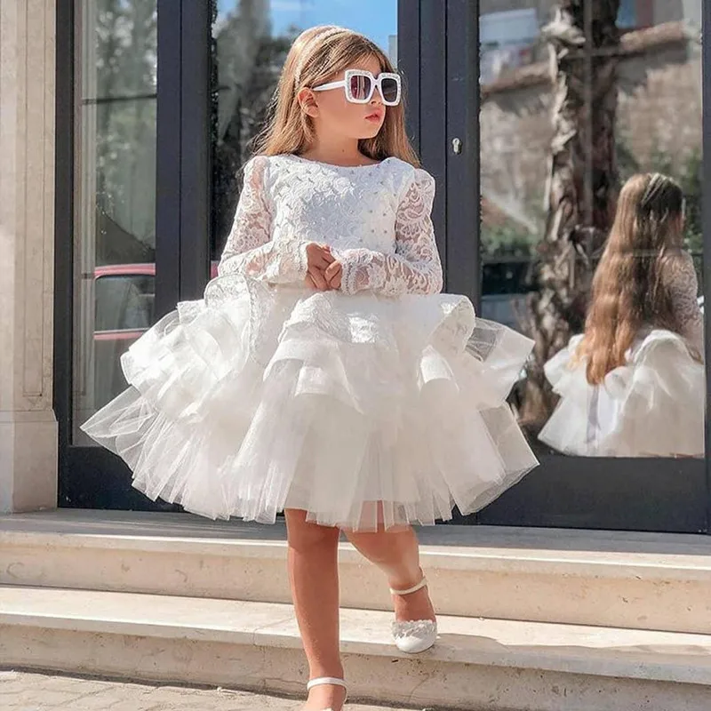 Beautiful Ivory Long Sleeves Short Girls Lace Tulle Flower Girl Dresses Gowns First Communion Dresses
Beautiful Ivory Long Sleeves Short Girls Lace Tulle Flower Girl Dresses Gowns First Communion Dresses