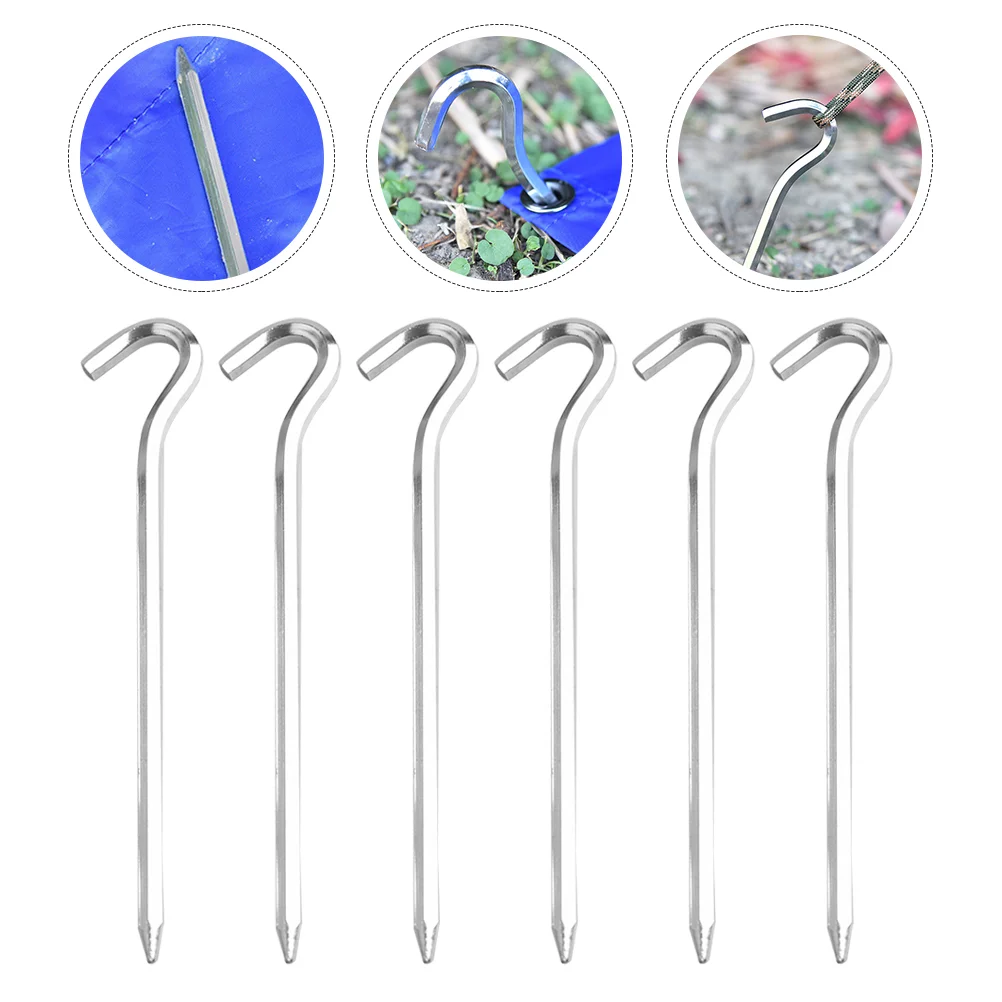 6Pcs Outdoor Camping Tent Pegs Aluminum Alloy Ground Nail Tent Awning Pegs (Silver)
6Pcs Outdoor Camping Tent Pegs Aluminum Alloy Ground Nail Tent Awning Pegs (Silver)