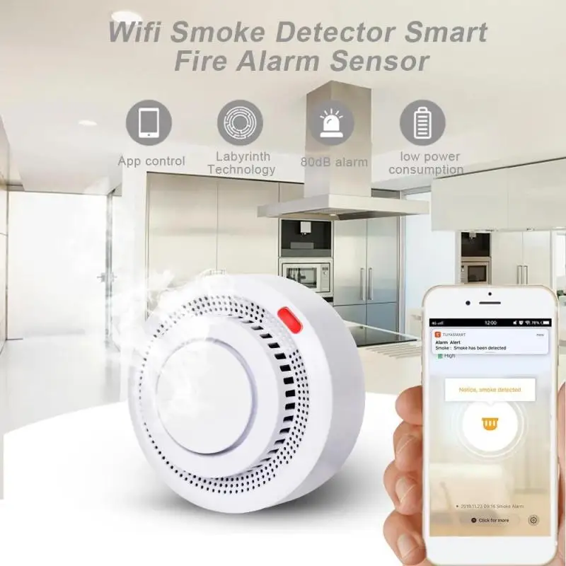 Intelligent WiFi Smoke Alarm Smoke Detection Sensor APP Remote Control Detector Smart Home Remote Control
Intelligent WiFi Smoke Alarm Smoke Detection Sensor APP Remote Control Detector Smart Home Remote Control