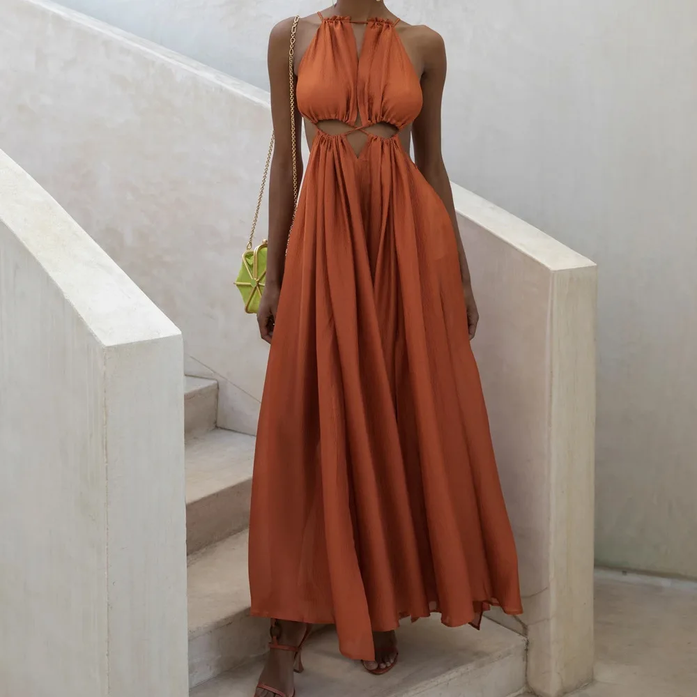 Women Dresses Summer 2021 Long Maxi Dress Halter Sleeveless Hollow Out Casual Loose A Line Dress Ladies Elegant Bohe Beach Dress
Women Dresses Summer 2021 Long Maxi Dress Halter Sleeveless Hollow Out Casual Loose A Line Dress Ladies Elegant Bohe Beach Dress