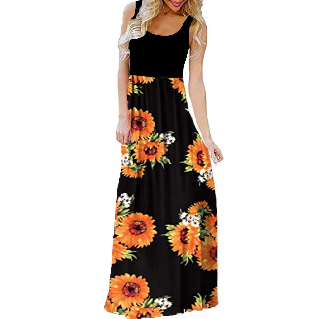 Vintage Women Sunflower Dress Summer Long Dresses Women's Casual Sleeveless O-neck Print Maxi Tank Long Dress Ladeis Vestidos
Vintage Women Sunflower Dress Summer Long Dresses Women's Casual Sleeveless O-neck Print Maxi Tank Long Dress Ladeis Vestidos