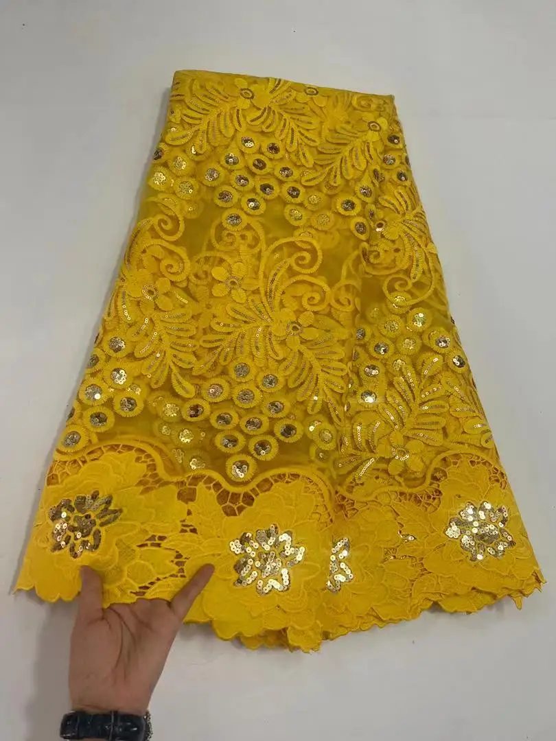 Yellow African Lace Fabric 2022 French Lace Fabric With Sequins High Quality Nigerian Embroidery Lace Fabric For Party Dress Sew
Yellow African Lace Fabric 2022 French Lace Fabric With Sequins High Quality Nigerian Embroidery Lace Fabric For Party Dress Sew