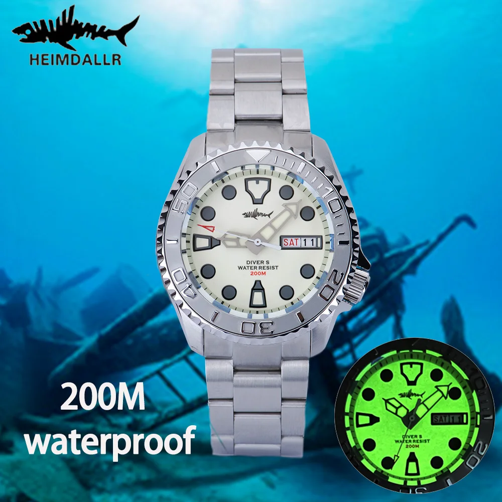 

Винтажные часы HEIMDALLR Sharkey SKX007 для дайвинга, механические мужские часы 200 м, сапфировый светящийся циферблат NH36, автоматическое перемещение, м...