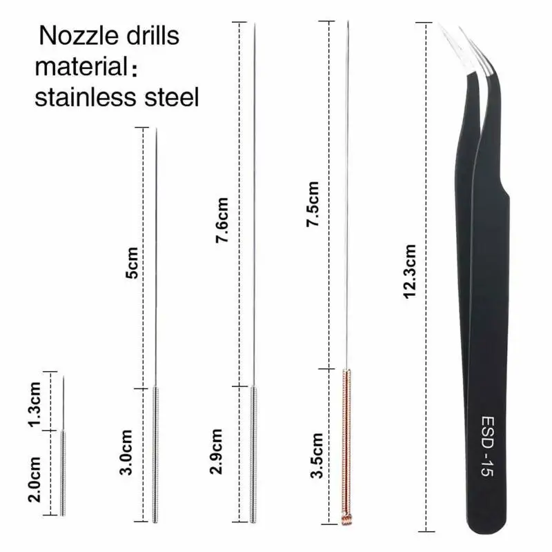 11pcs Needles and Tweezers Storage Tube Set 0.2-0.5mm Stainless Steel Durable For 3D Printer Nozzle Cleaning Kit
11pcs Needles and Tweezers Storage Tube Set 0.2-0.5mm Stainless Steel Durable For 3D Printer Nozzle Cleaning Kit