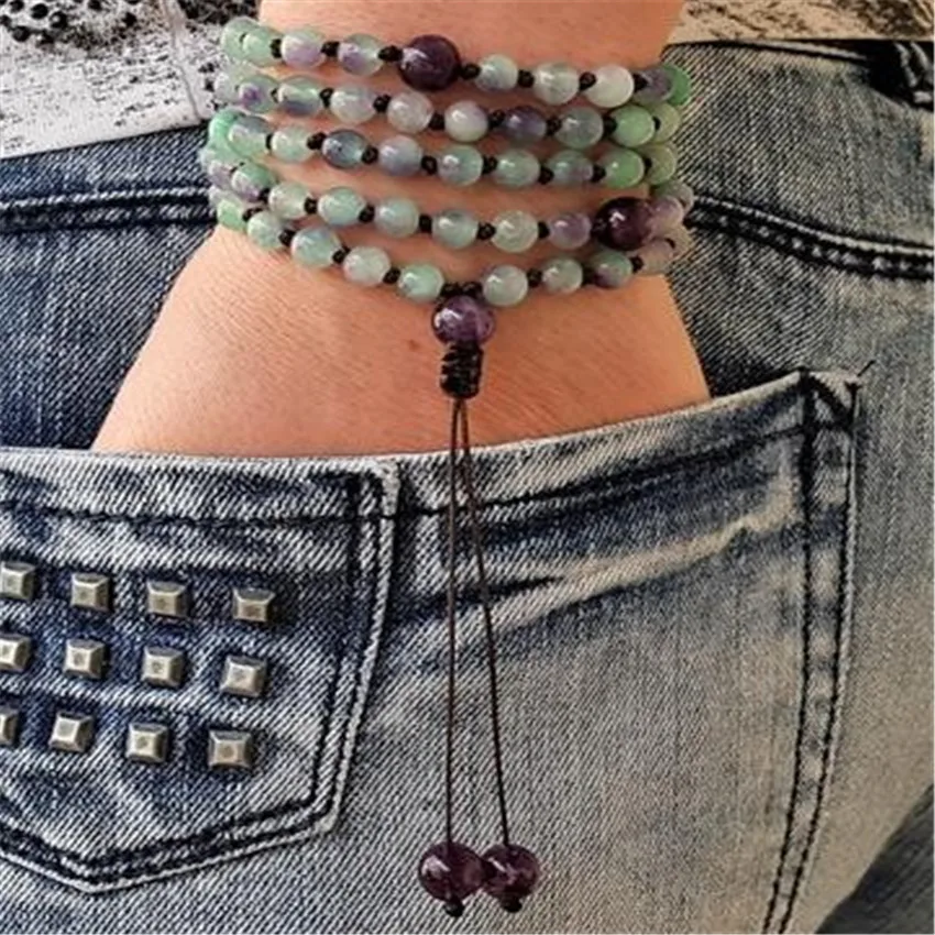 Natural Rainbow Fluorite Gemstone Mala Necklace 108 Buddha Beads Elegant Mental Seven Chakras spread Dark Matter Cuff Practice
Natural Rainbow Fluorite Gemstone Mala Necklace 108 Buddha Beads Elegant Mental Seven Chakras spread Dark Matter Cuff Practice