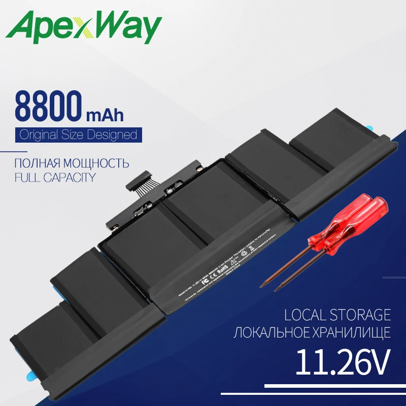 Apexway 8800 мАч 11,26 в A1494 Новый аккумулятор для ноутбука Apple Macbook Pro 15 дюймов A1398 Retina конец 2013 Mid 2014 ME293 с отверткой
Apexway 8800 мАч 11,26 в A1494 Новый аккумулятор для ноутбука Apple Macbook Pro 15 дюймов A1398 Retina конец 2013 Mid 2014 ME293 с отверткой