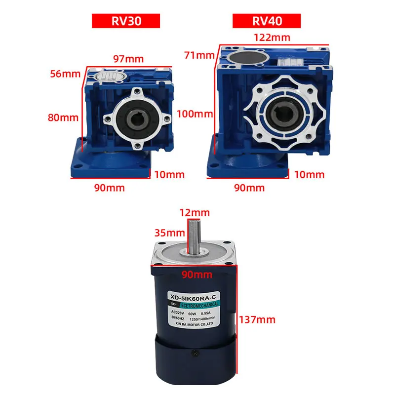 60 w worm gear and worm gear motor 220 v ac speed regulating motor torque and reversing RV40 double spindle motor
60 w worm gear and worm gear motor 220 v ac speed regulating motor torque and reversing RV40 double spindle motor