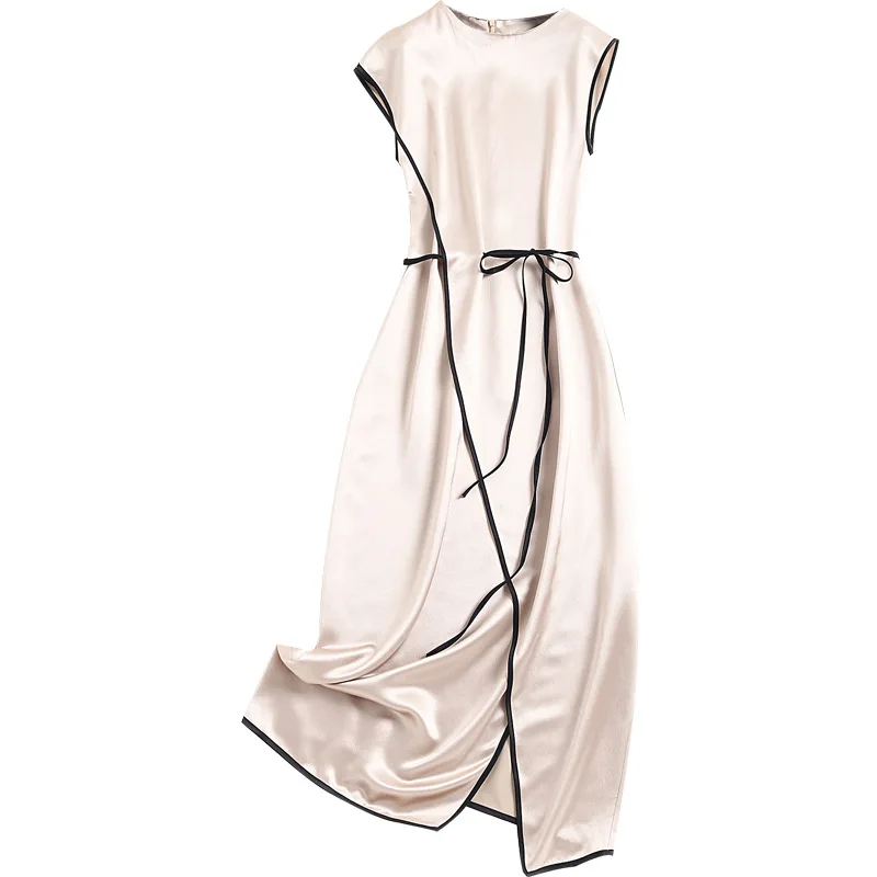 Women high-end designer runway dress summer 2021 color block acetate satin elegant brief dresses black khaki
Women high-end designer runway dress summer 2021 color block acetate satin elegant brief dresses black khaki