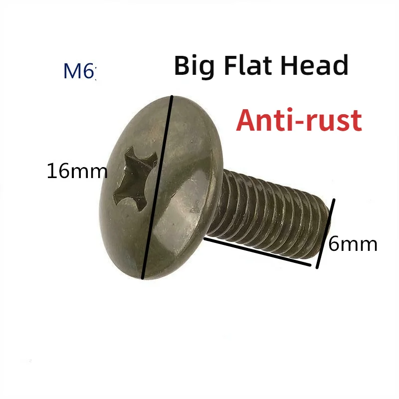 100 шт. M6 большая плоская головка поперечный болт для электрического скутера номерного знака мотоцикла винт корпуса Грибовидная головка ...
100 шт. M6 большая плоская головка поперечный болт для электрического скутера номерного знака мотоцикла винт корпуса Грибовидная головка ...