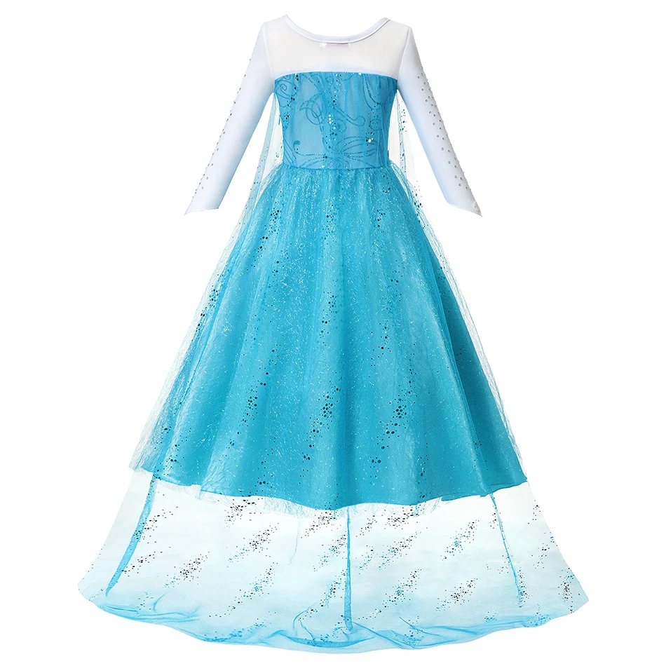 Платье Эльзы для девочек маскарадный костюм принцессы вечеринки косплея Снежная