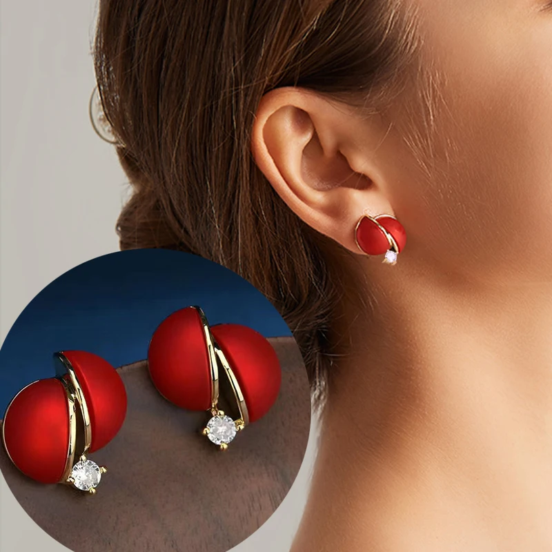 Luxury Red Hemisphere Simulated Pearl Earrings for Women Unique Wedding Party Female Accessories Gift Fashion Jewelry 
Luxury Red Hemisphere Simulated Pearl Earrings for Women Unique Wedding Party Female Accessories Gift Fashion Jewelry