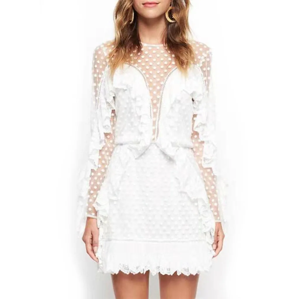 Summer new women's star openwork lace stitching ruffled holiday beach dress
Summer new women's star openwork lace stitching ruffled holiday beach dress