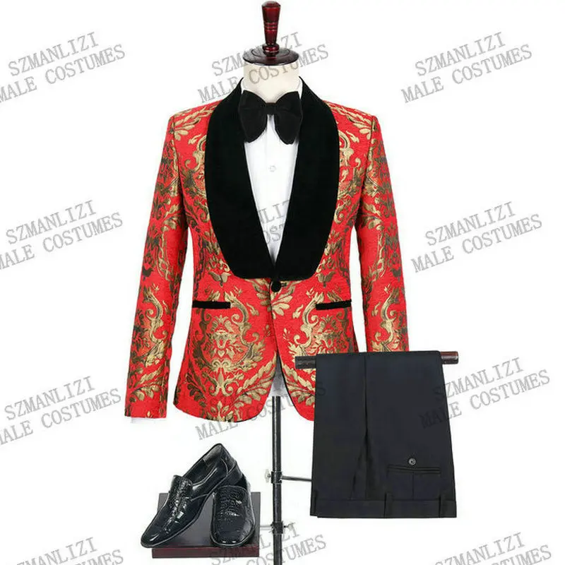 Latest Coat Pant Designs 2020 Custom Slim Fit Red Gold Floral Smoking Jacket Italian Tuxedo Dress Men Suits For Wedding Groom
Latest Coat Pant Designs 2020 Custom Slim Fit Red Gold Floral Smoking Jacket Italian Tuxedo Dress Men Suits For Wedding Groom