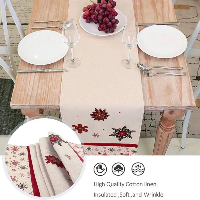 Embroidered White Snowflake Holiday Christmas Cotton Table Runner -for Party,Dinner,Christmas Table Decorations
Embroidered White Snowflake Holiday Christmas Cotton Table Runner -for Party,Dinner,Christmas Table Decorations