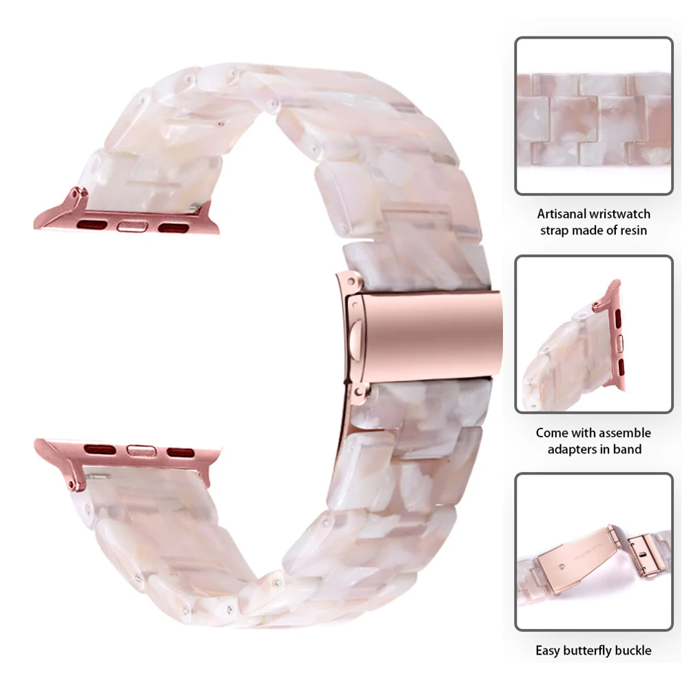 Resin Watch Strap for Apple Watch 44mm 40mm iWatch Series 6 SE 5 4 3 2 1 Band 42mm 38mm Metal Buckle Wrist Bracelet Accessories
Resin Watch Strap for Apple Watch 44mm 40mm iWatch Series 6 SE 5 4 3 2 1 Band 42mm 38mm Metal Buckle Wrist Bracelet Accessories