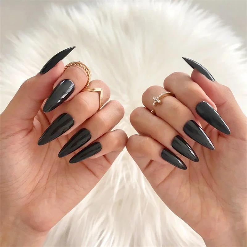 Black Stiletto Fake Nails With Glue Sticker Short Impress Press On Nails False Stick On Fingernails Tips Unhas Faux Ongles Court
Black Stiletto Fake Nails With Glue Sticker Short Impress Press On Nails False Stick On Fingernails Tips Unhas Faux Ongles Court